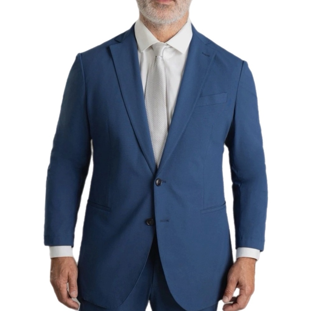 EUC Sene Men’s Navy FlexTech Blazer - Custom Tailored Size 42R